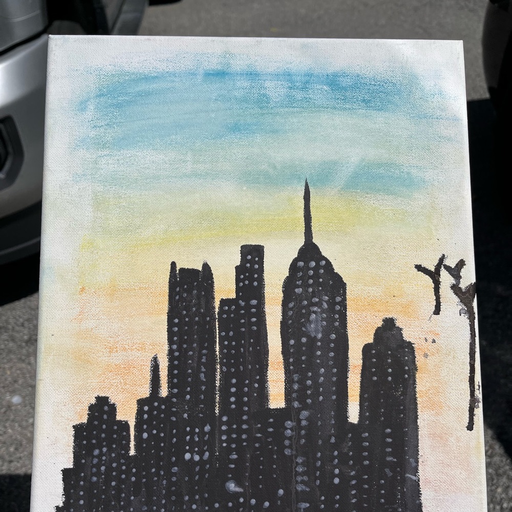 city silhouette painting